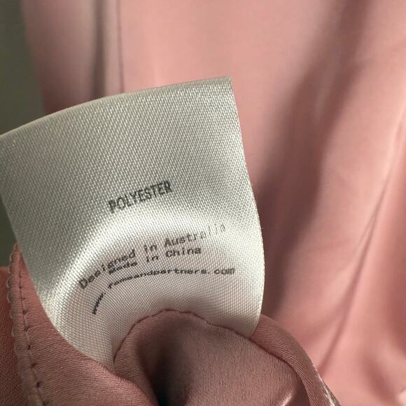 Fame and Partners Trine Dusty Rose Pink Satin V-Neck Maxi Gown Size 4 - Picture 12 of 13